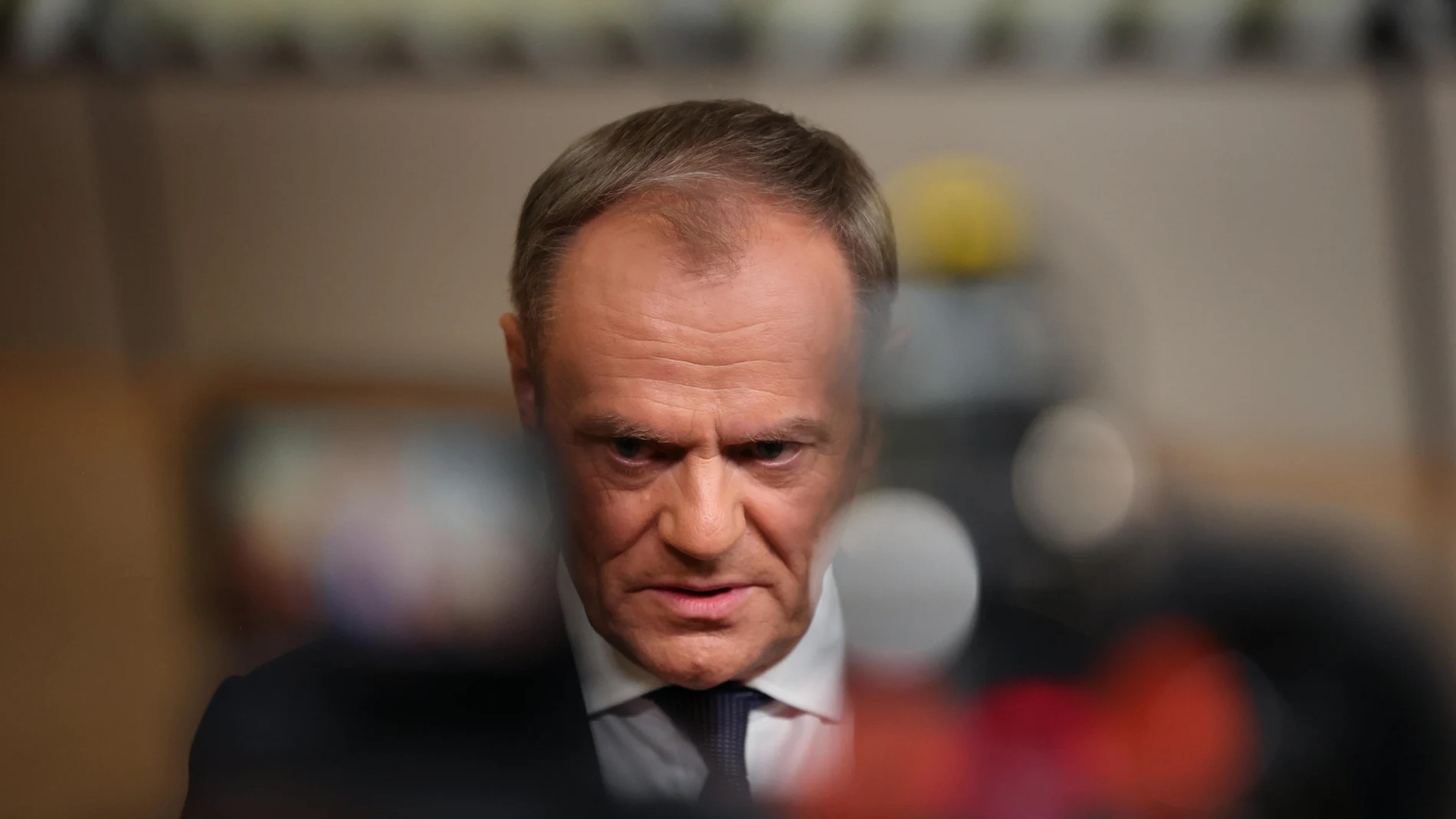 Poland's Prime Minister Donald Tusk arrives at the EU-Western Balkans Summit in Brussels, Belgium.
