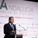 El consejero andaluz de la Presidencia, Interior, Diálogo Social y Simplificación Administrativa, Antonio Sanz, este lunes, en las Jornadas 'Andalucía hacia el futuro', organizadas por Europa Press, en colaboración con la Fundación Cajasol, en Sevilla