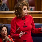 María Jesús Montero Cuadrado Ministra de Hacienda y Función Pública durante la sesión de control del Gobierno celebrada este miércoles en el Congreso en Madrid.