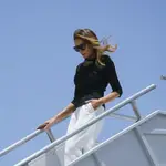 Melania Trump arrives at Phoenix Sky Harbor International Airport, in Phoenix, Ariz.