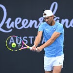 Rafa, en pleno entrenamiento en Australia