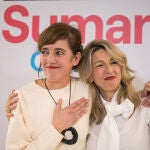 Marta Lois y Yolanda Díaz, ayer. 