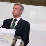 El presidente gallego, hoy, en rueda de prensa. 
