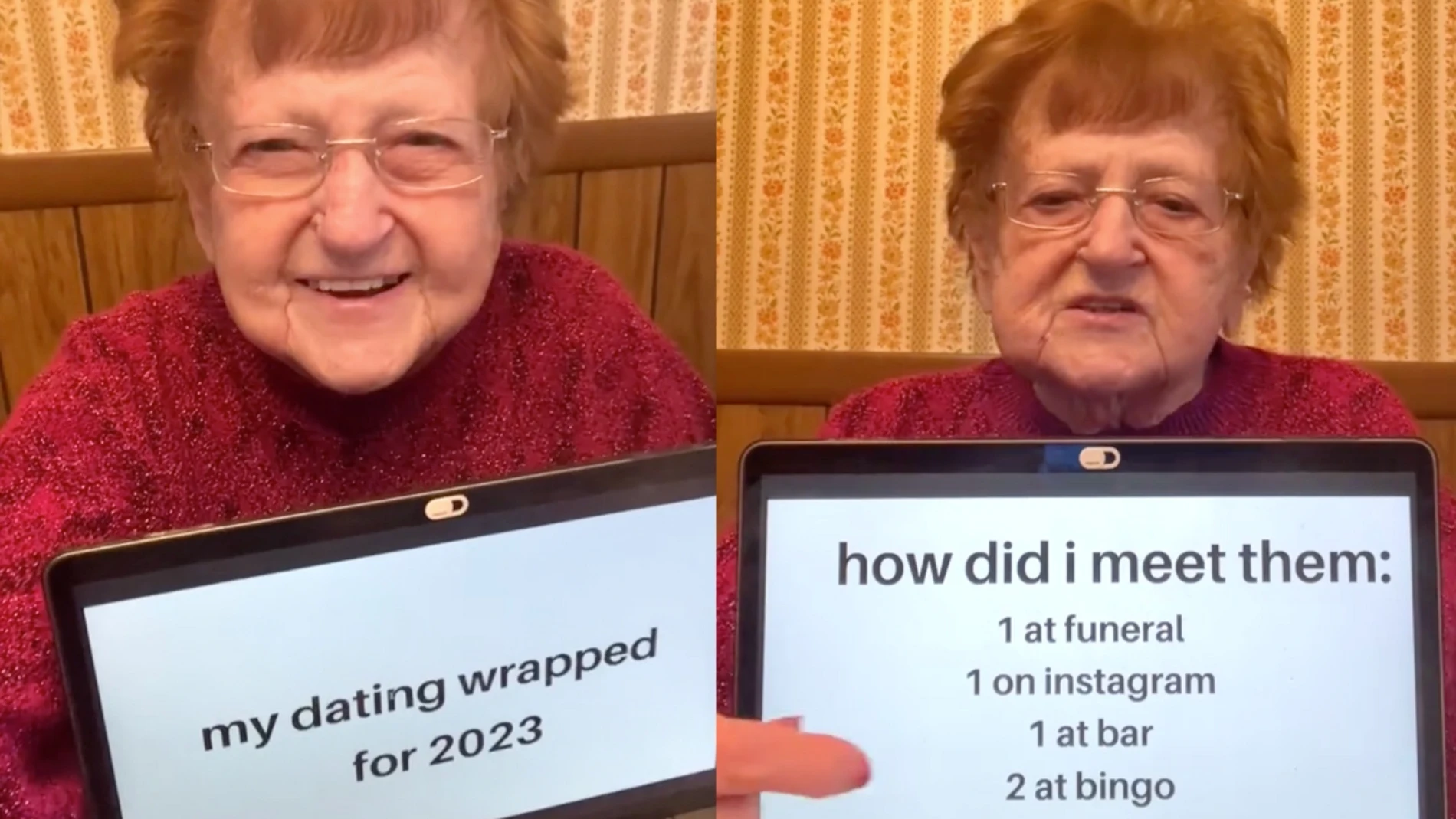 Dating Wrapped de Grandma Droniak en TikTok