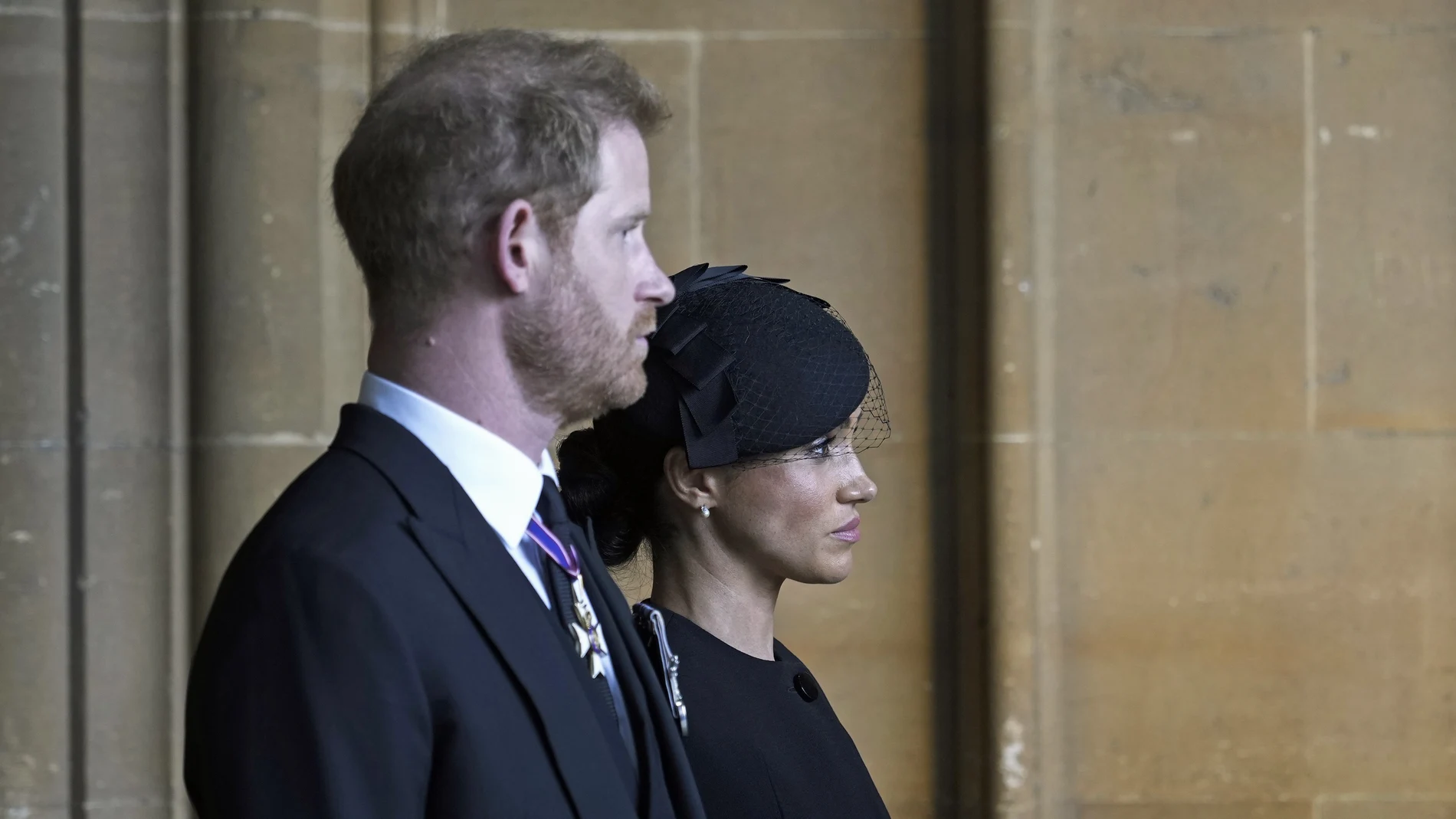 Prince Harry, Duke of Sussex, and Meghan, Duchess of Sussex, pay their last respects to Queen Elizabeth II at Westminster Hall.