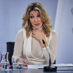 La vicepresidenta segunda y Ministra de Trabajo y Economía Social, Yolanda Díaz, durante una rueda de prensa posterior a la reunión del Consejo de Ministros.