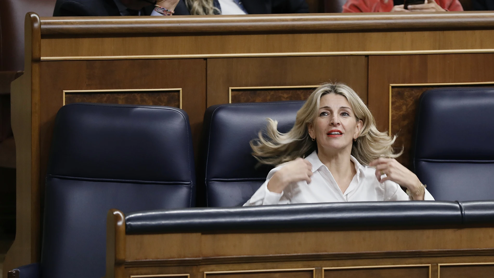 Yolanda Díaz durante un pleno en el Congreso de los Diputados.