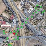 Afección al tráfico en las rotondas del puente de la M-50 desde este lunes por las obras en la pasarela peatonal en Roza Martín