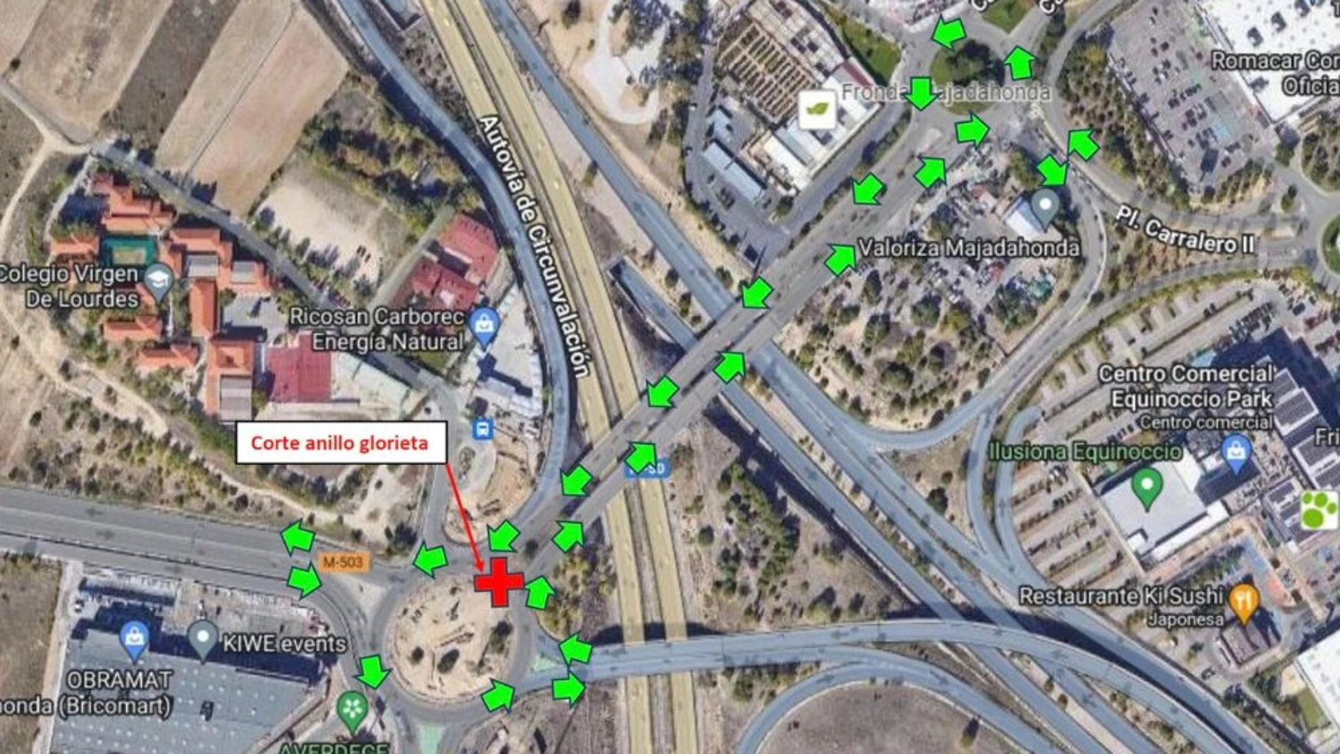 Afección al tráfico en las rotondas del puente de la M-50 desde este lunes por las obras en la pasarela peatonal en Roza Martín AYUNTAMIENTO DE MAJADAHONDA 08/01/2024