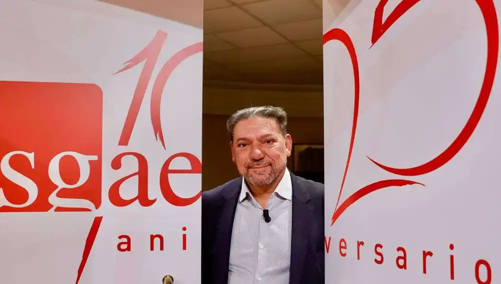El presidente de SGAE, Antonio Onetti, durante la rueda de prensa del 125 aniversario