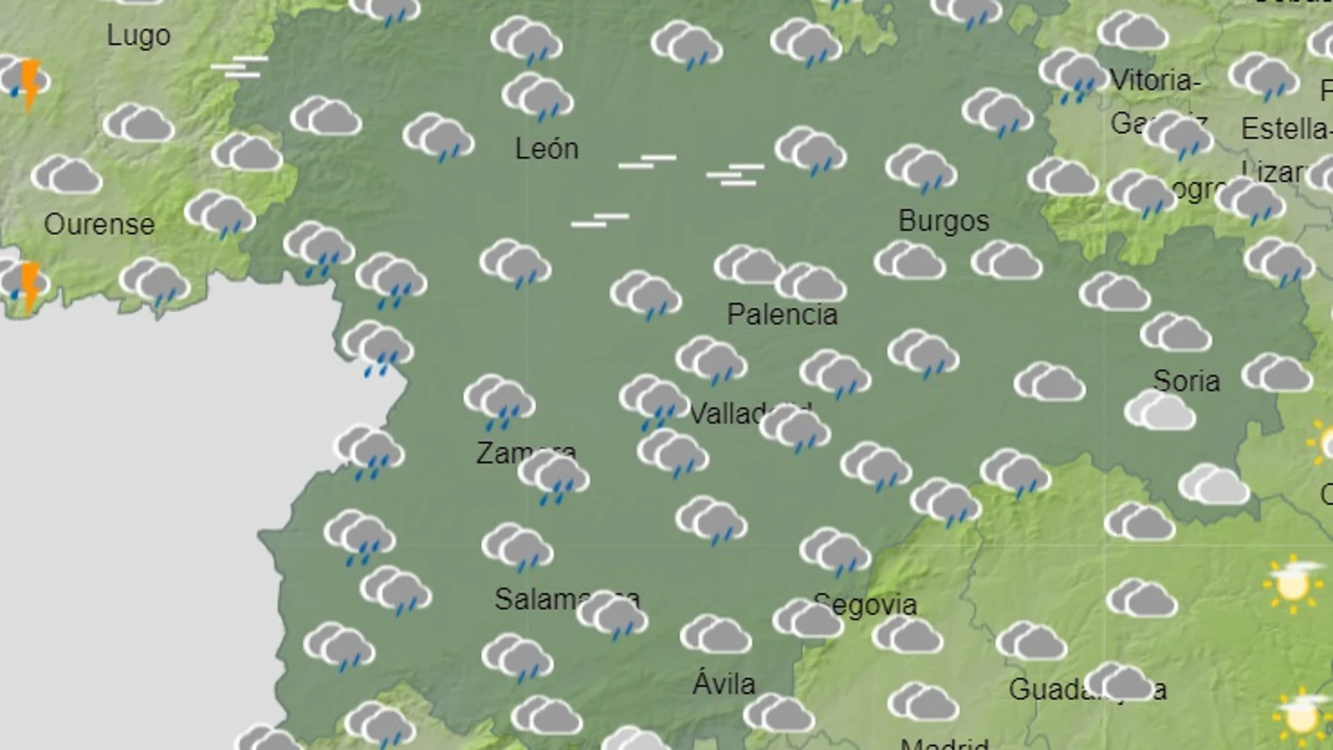 Mapa del tiempo previsto para hoy en Castilla y León