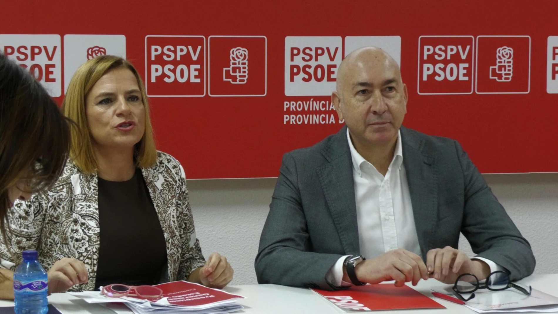 Pliar Bernabé, delegada del Gobierno en la Comunidad Valenciana, y Alejandro Soler, secretario general de los socialistas en la provincia de Alicante.