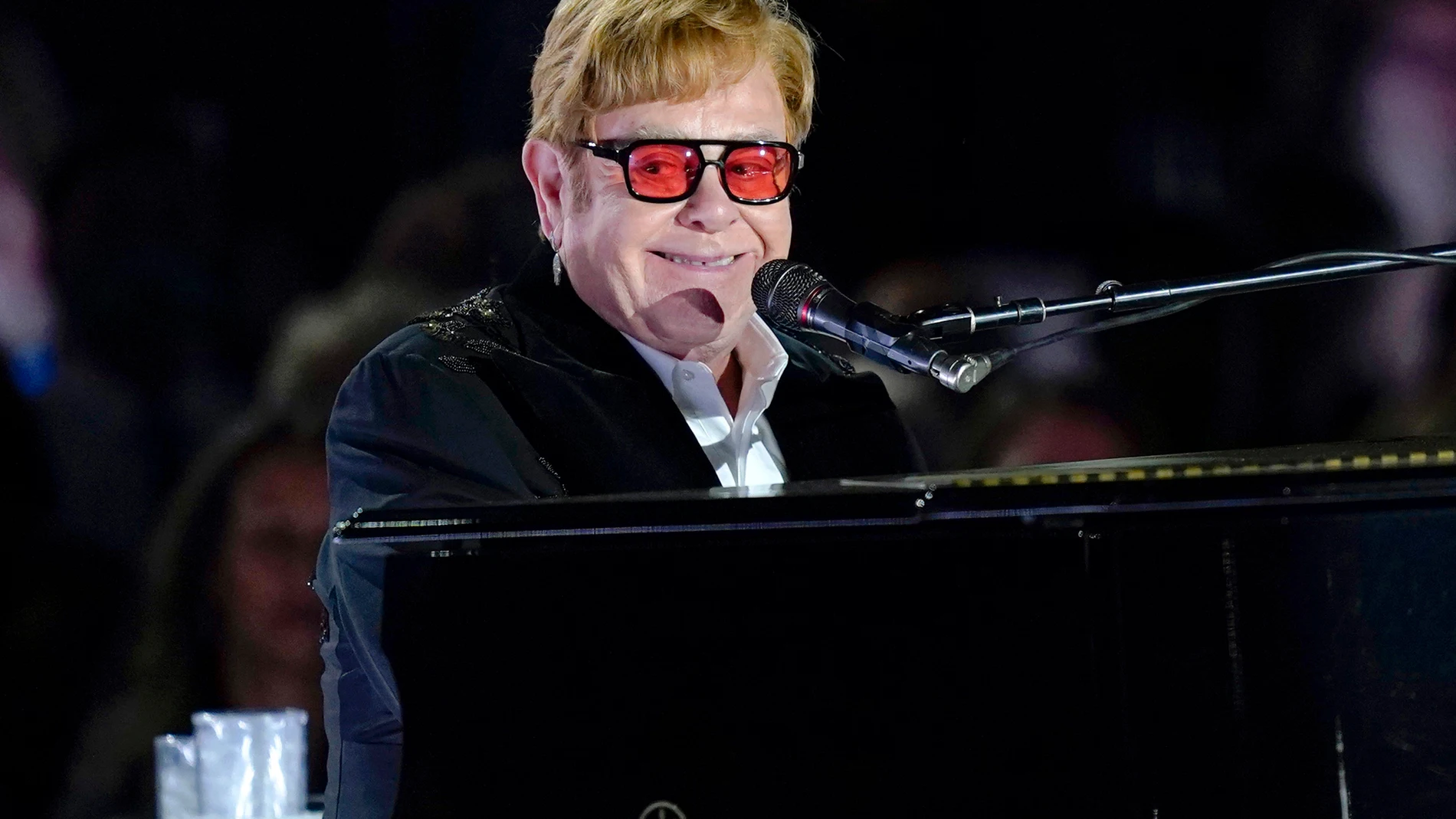 FILE - Elton John performs on the South Lawn of the White House in Washington on Sept. 23, 2022. John has achieved EGOT status. The famed British singer-pianist secured an Emmy Award on Monday night, Jan. 15, 2024, for best variety special (live) for “Elton John Live: Farewell from Dodger Stadium,” a three-hour concert documentary that streamed on Disney +. (AP Photo/Susan Walsh, File)