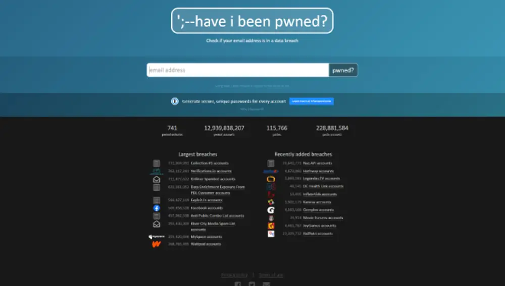 La web Have I Been Pwned.