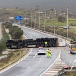 Así quedó el camión accidentado en Ciudad Rodrigo