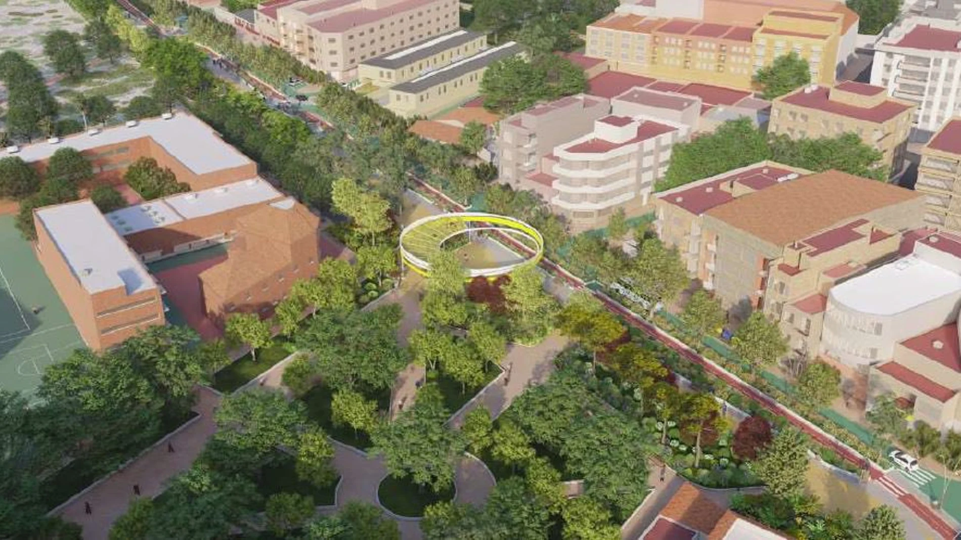 El diseño de esta zona verde permite aprovechar el agua de lluvia