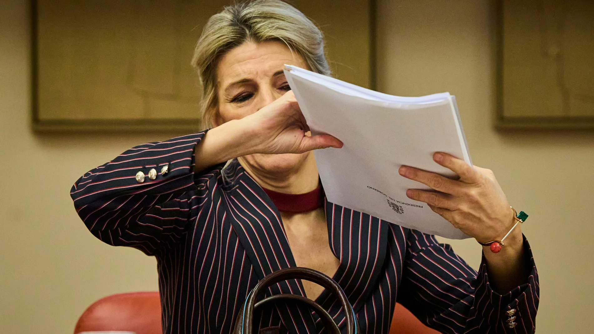 Comparecencia de la vicepresidenta segunda del Gobierno y ministra de Trabajo y Economía Social, Yolanda Díaz, para informar sobre las líneas generales de la política de su departamento, entre otros asuntos, en la comisión de trabajo en el Congreso de los Diputados © Alberto R. Roldán / Diario La Razón. 22 01 2024