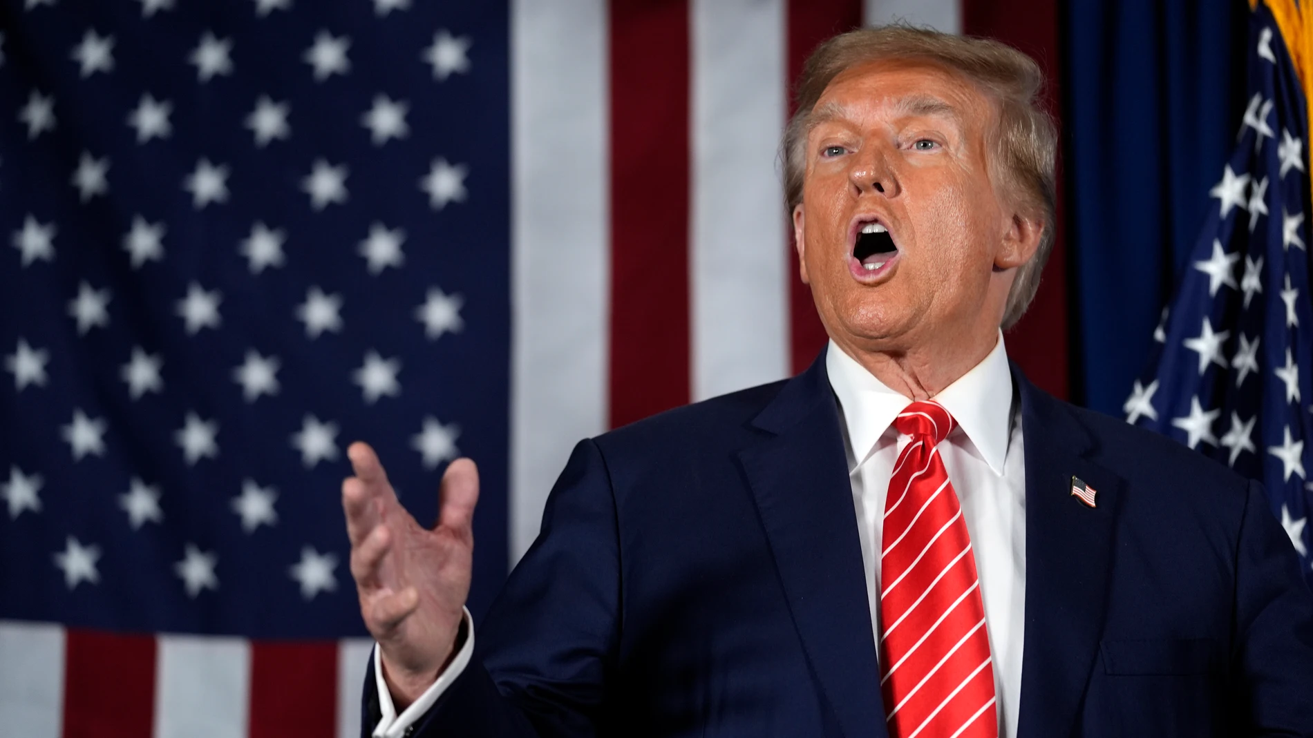 Republican presidential candidate former President Donald Trump speaks during a campaign event in Laconia, N.H., Monday, Jan. 22, 2024. (AP Photo/Matt Rourke)