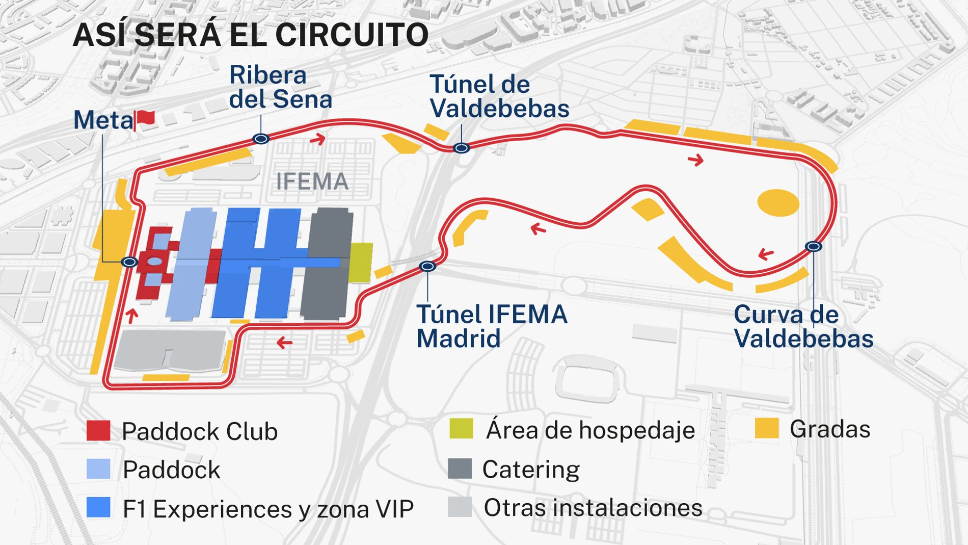 Casi cinco kilómetros y medio y 20 curvas: Así será el circuito del GP de España de F1 de Madrid