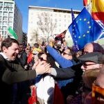 El presidente de la Junta Alfonso Fernandez Mañueco, asiste a la manifestación del Partido Popular por la Igualdad de los Españoles.