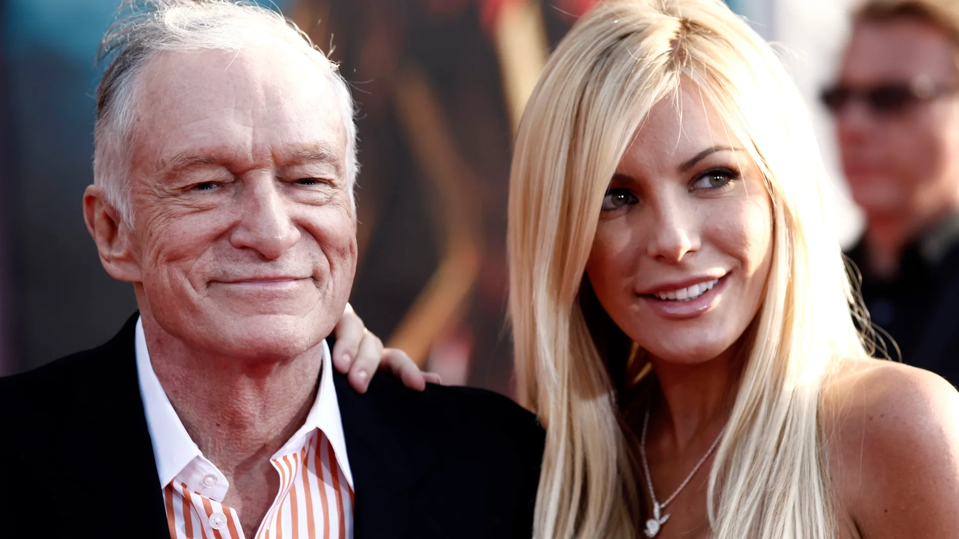 Hugh Hefner, left, and Crystal Harris