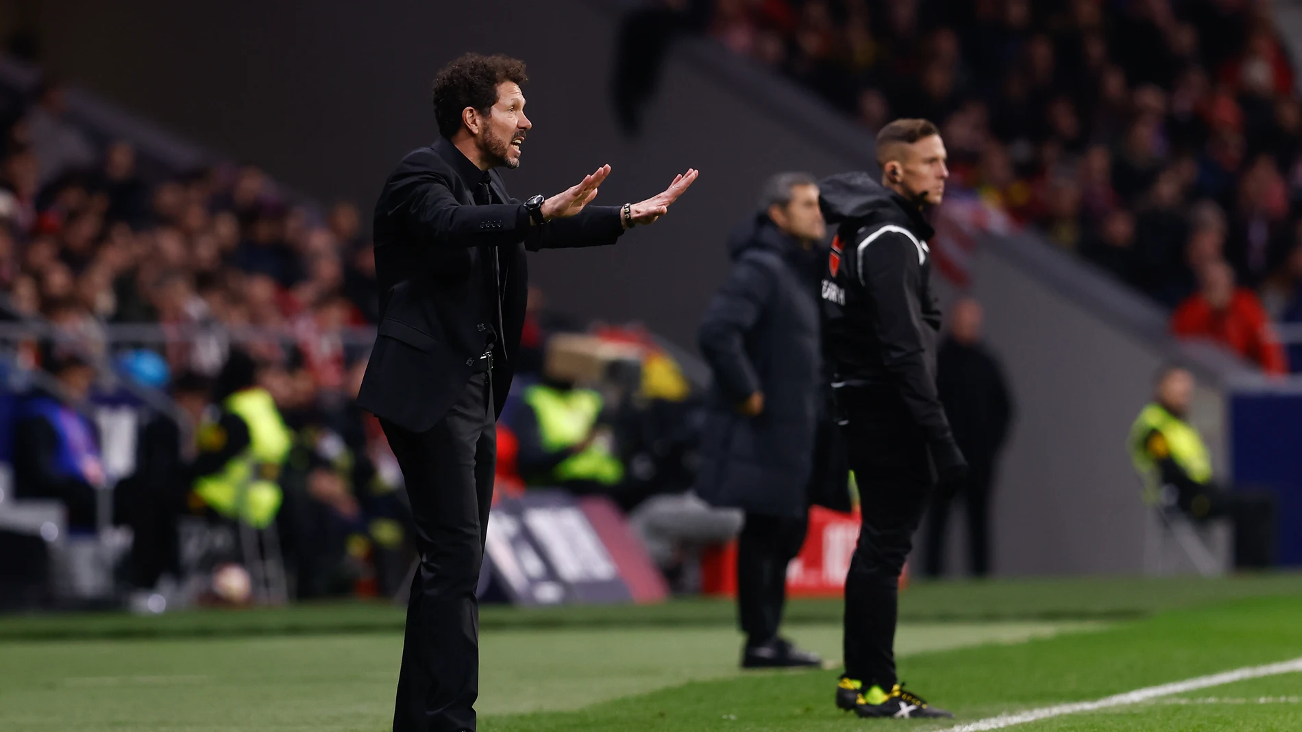 Diego Pablo Simeone, head coach of Atletico de Madrid, gestures during the Spanish Cup, Copa del Rey, football match played between Atletico de Madrid and Athletic Club de Bilbao at Civitas Metropolitano on February 07, 2024 in Madrid, Spain. AFP7 07/02/2024 ONLY FOR USE IN SPAIN