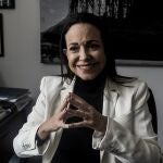 María Corina Machado, durante la entrevista con LA RAZÓN