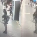 Imágenes del momento en que una mujer es violentamente agredida por un individuo en la estación de Camp de l'Arpa