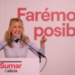 Yolanda Díaz arropa a Marta Lois en un acto de campaña en Vigo (Pontevedra)