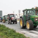 Cortada la A-451 en El Saucejo (Sevilla) por los agricultores y tractores en marcha hacia la AP-4 en Las Cabezas