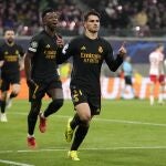 Brahim celebra el 0-1 al Leipzig