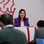 Ruth Merino y José Luis Aguirre durante la rueda de prensa tras el pleno del Consell