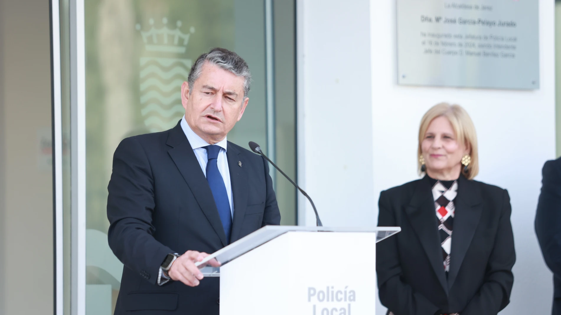 Antonio Sanz en la inauguración de la Jefatura de la Policía Local de Jerez. ROCÍO RUZ/EUROPA PRESS 16/02/2024
