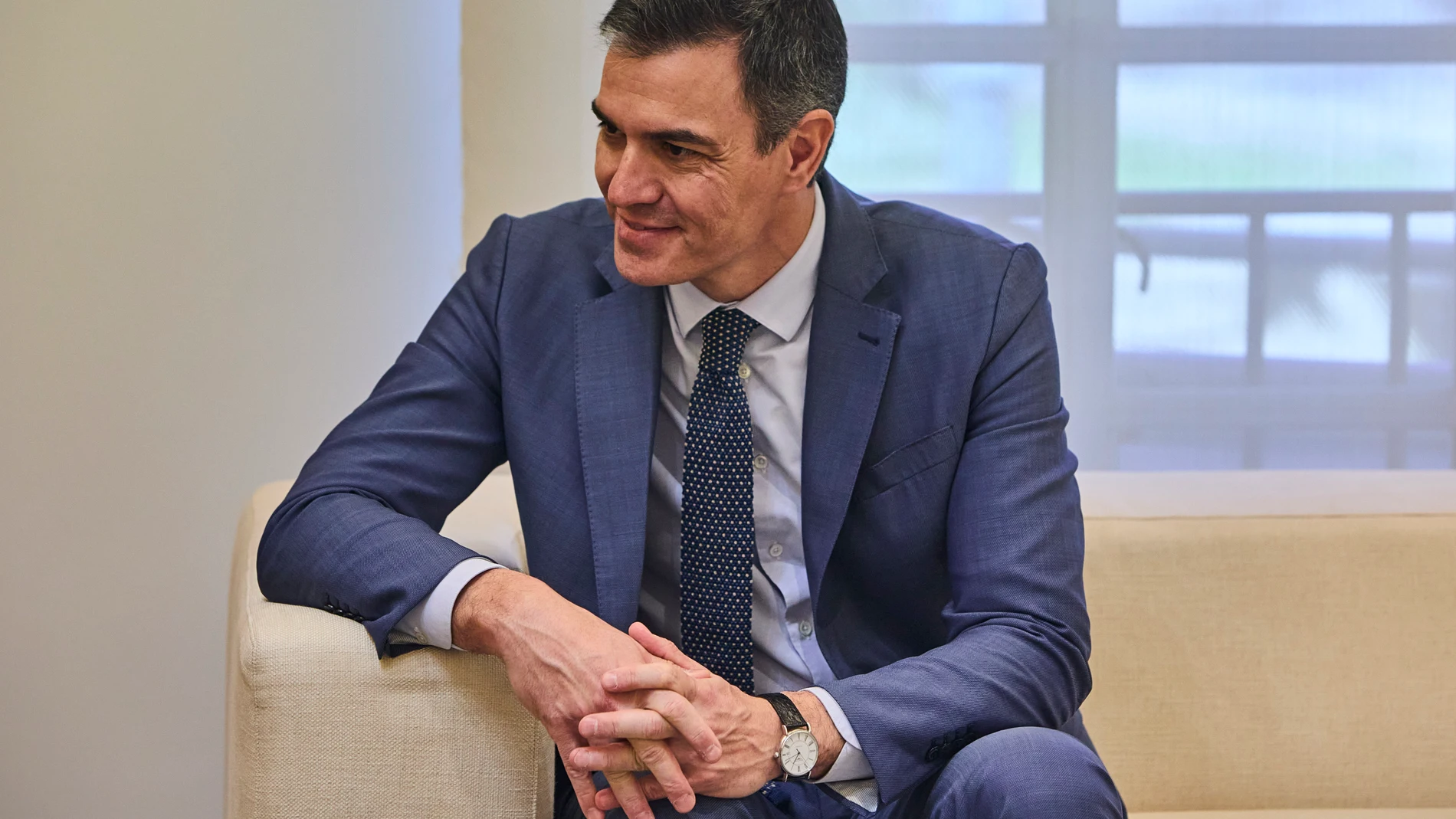 El presidente del Gobierno, Pedro Sánchez durante su encuentro con el ministro de Exteriores chino, Wang Yi celebrado este lunes en La Moncloa,© Alberto R. Roldán / Diario La Razón.19 02 2024