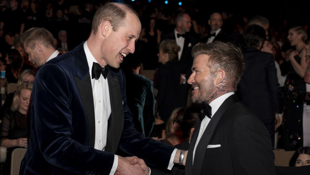 El príncipe William y David Beckham en los BAFTA 2024