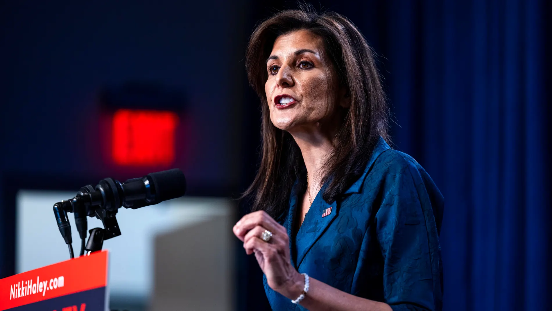 Greenville (United States), 20/02/2024.- US Republican presidential candidate Nikki Haley tells supporters that she is not dropping out of the primary race during what she billed as a 'Äòstate of the race speech'Äô in Greenville, South Carolina, USA, 20 February 2024. Former South Carolina Governor Nikki Haley is running against former US President Trump in the South Carolina republican presidential primary, scheduled for 24 February 2024. (Elecciones) EFE/EPA/JIM LO SCALZO