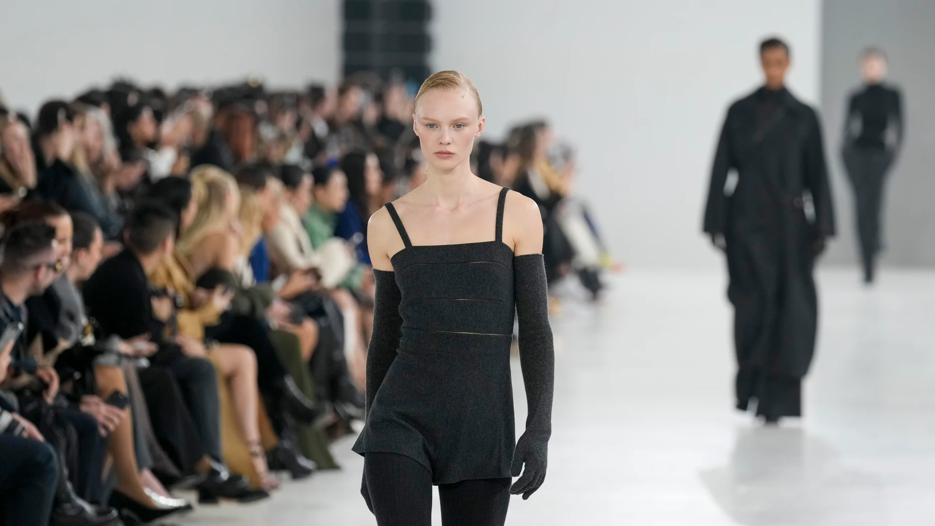 A model wears a creation as part of the Max Mara women's Fall-Winter 2024-25 collection presented in Milan, Italy, Thursday, Feb. 22, 2024. (AP Photo/Antonio Calanni)
