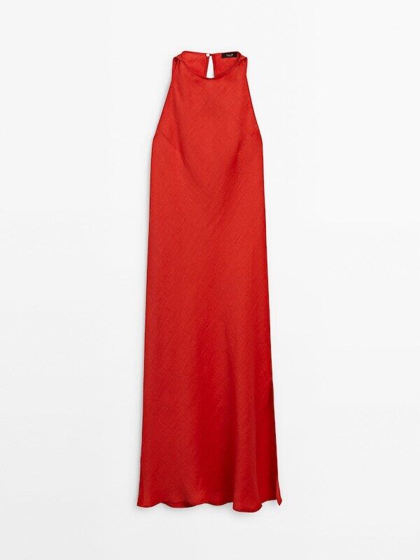 Vestido cuello halter.