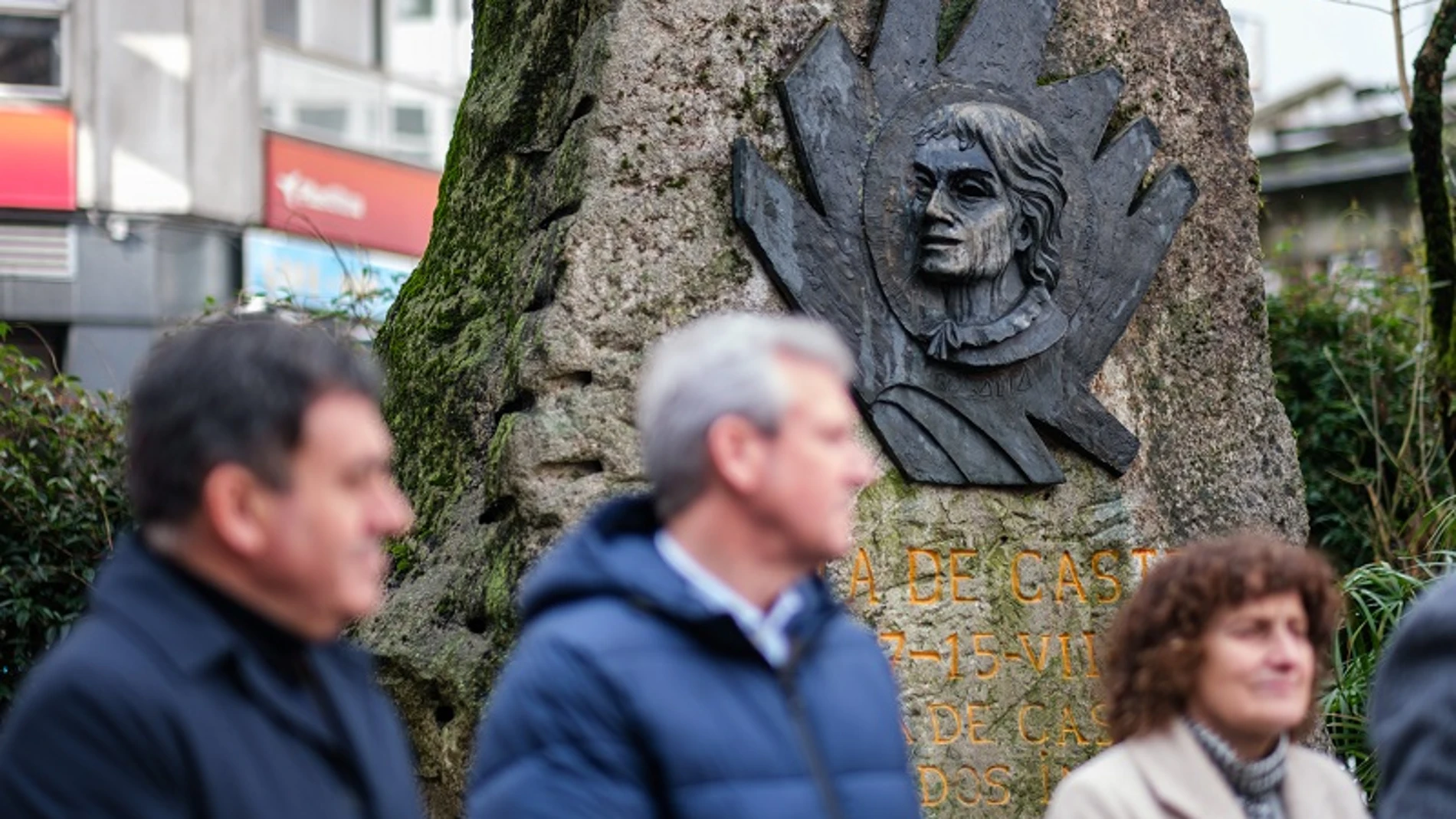 Rueda, juinto a Goretti Sanmartín y Román Rodríguez en el acto de esta mañana.