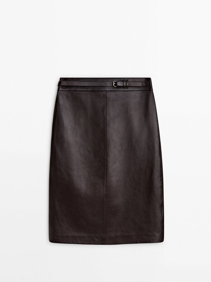 Falda midi piel napa