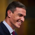 Pedro Sánchez en el pleno de investidura en el Congreso de los Diputados. 