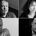 De izquierda a derecha y de arriba a abajo, Mikhail Shishkin, Anna Starobinets, Liudmila Ulítskaya y Boris Akunin