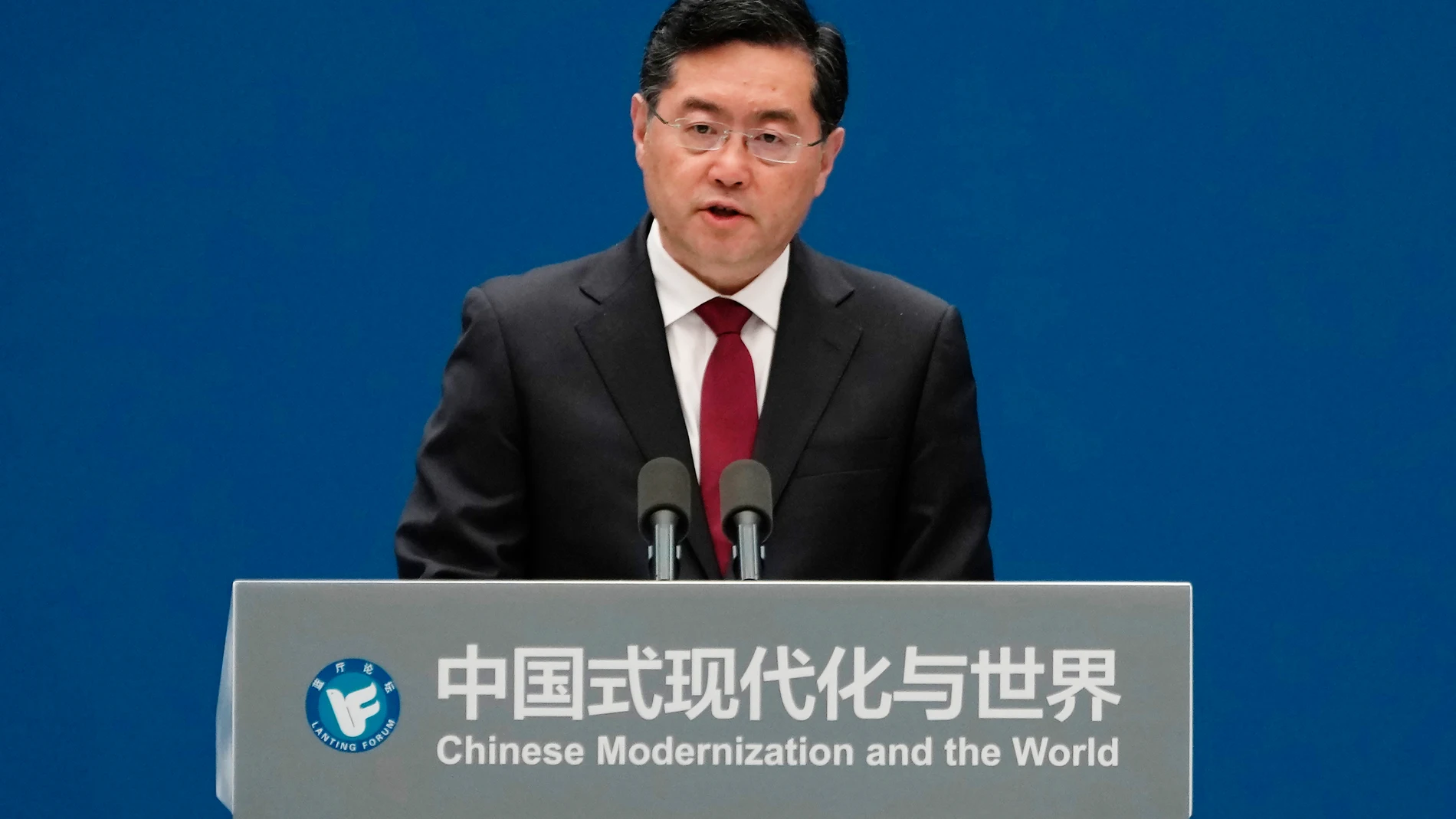 FILE - Chinese Foreign Minister Qin Gang speaks during the forum titled Chinese Modernization and the World held at The Grand Halls in Shanghai on April 21, 2023. China’s former foreign minister, Qin Gang, who has been missing from public view since last June, resigned his seat in the national legislature, state media reported Tuesday, Feb. 27, 2024. (AP Photo/Ng Han Guan, File)