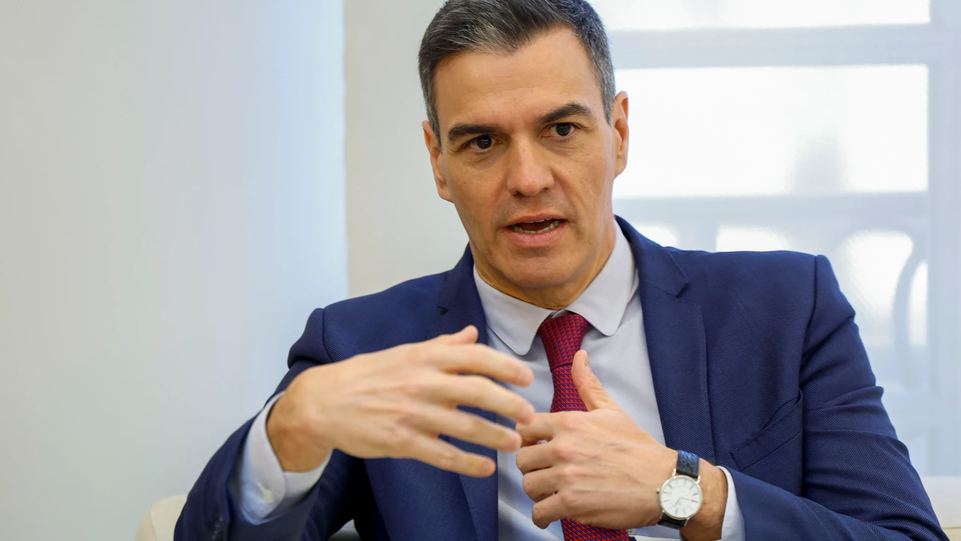 MADRID, 27/02/2024.- El presidente del Gobierno, Pedro Sánchez se reúne con el Cap de Govern del Principat d'Andorra, Xavier Espot Zamora, este martes en el Palacio de La Moncloa.EFE/ Mariscal