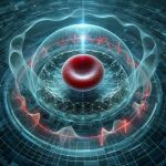 Imagen generada por IA con la evocación de un glóbulo rojo disipando calor al ambiente