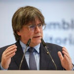 Carles Puigdemont interviene en un acto del Consejo de la República.