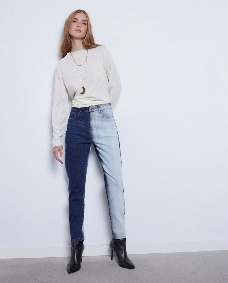 Vaqueros 'mom fit' bicolor.