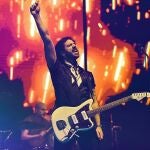 Rafa Val, voz de Viva Suecia, durante el concierto del Wizink Center