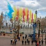 Imagen de la mascletà de la Pirotecnia Zaragozana, disparada este sábado