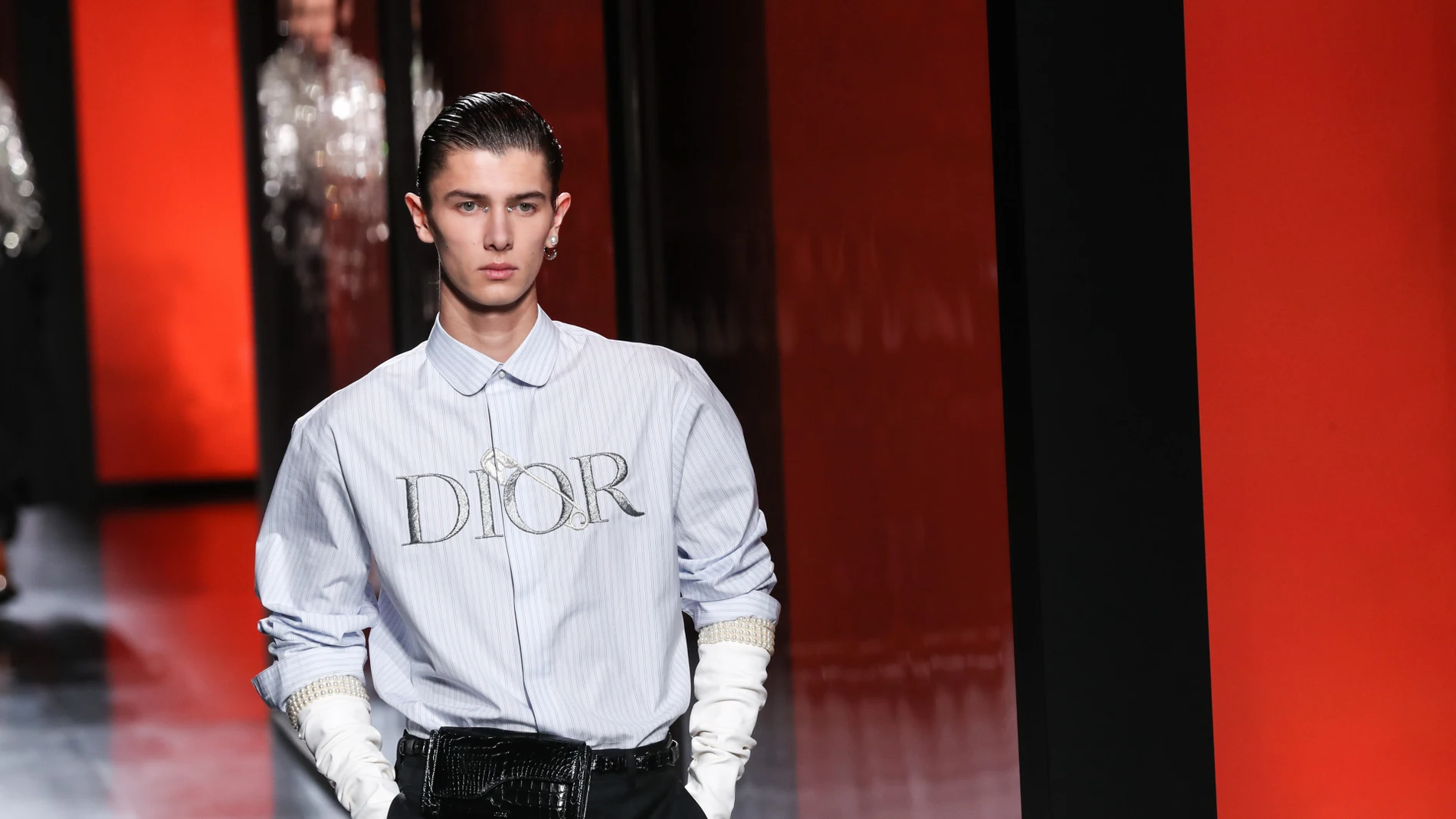Nicolás de Dinamarca durante un desfile de Dior